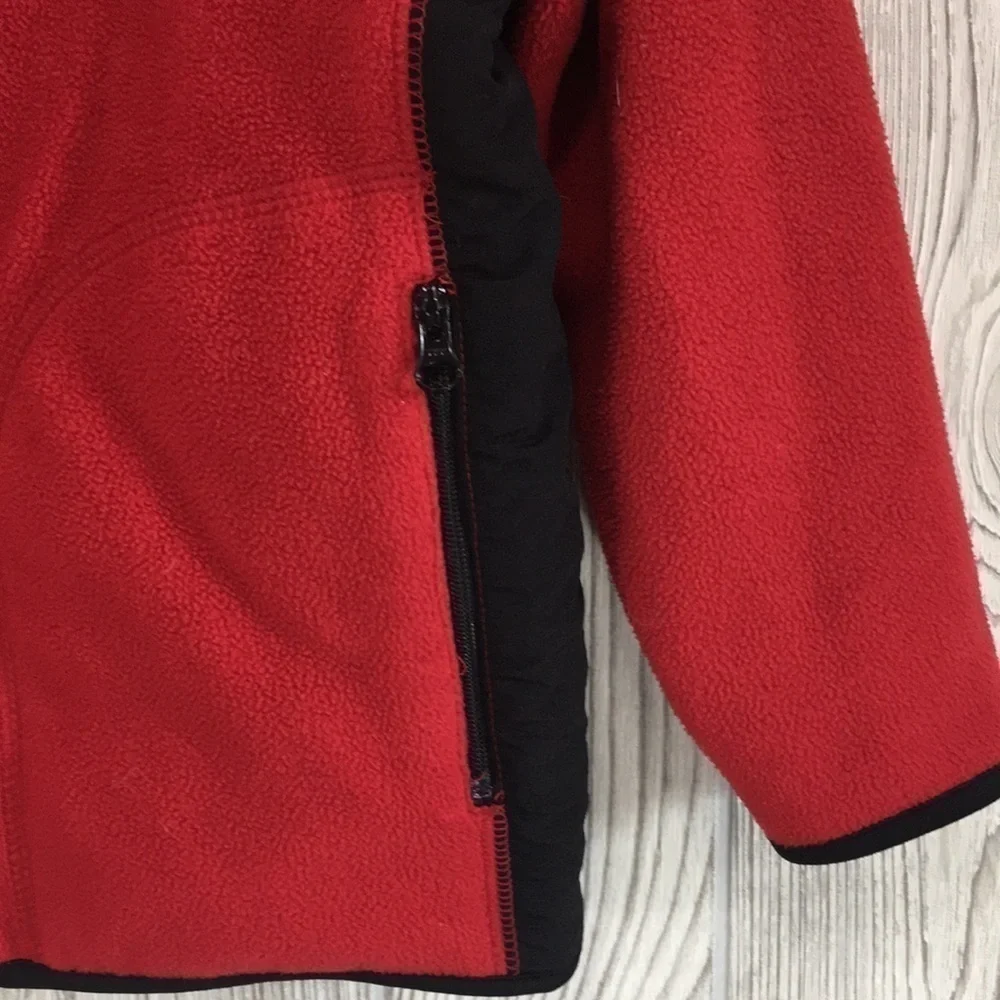 Old Navy Kids XS Red & Black Fleece Zip Up Jacket